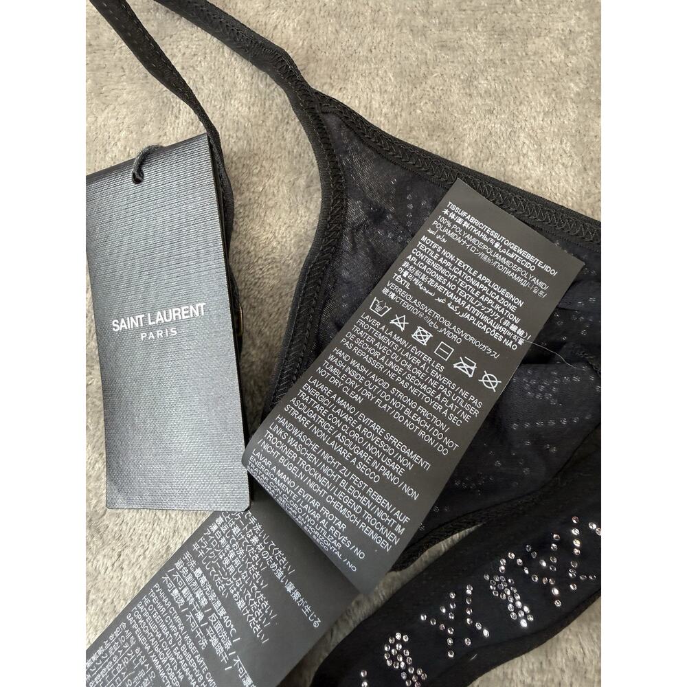 NWT Saint Laurent Cassandre Rhinestone Bralette Black XS NWT Crystal Logo - Picture 14 of 15
